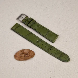 Cinturino artigianale a 2 pezzi, in pelle stampata cocco verde