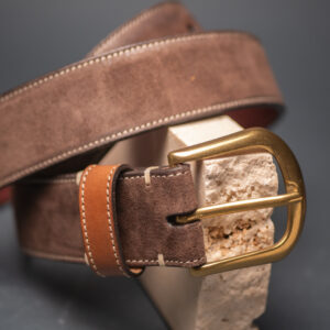 Cinta in Pelle Scamosciato Marrone Cacao