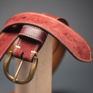 Cinta in Pelle Scamosciato Rosso Bordeaux