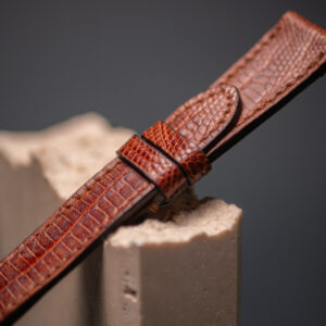 Cinturino in Pelle Lucertola Marrone Cognac