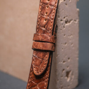 Cinturino in Pelle Coccodrillo Marrone Ramato