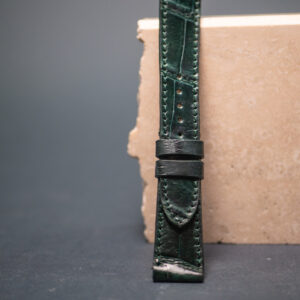 Cinturino in Pelle Coccodrillo Verde Bottiglia