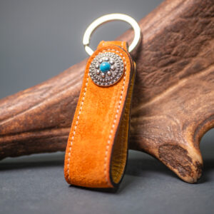 Portachiavi in Pelle Scamosciato Arancione