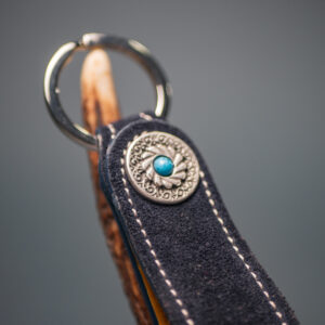 Portachiavi in Pelle Scamosciato Blue Navy