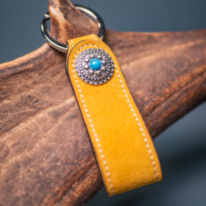 Portachiavi in Pelle Scamosciato Giallo