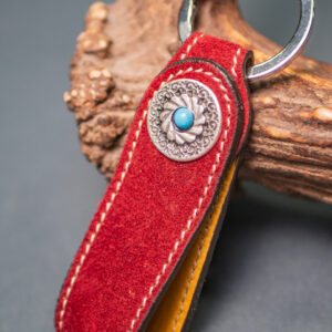 Portachiavi in Pelle Scamosciato Rosso