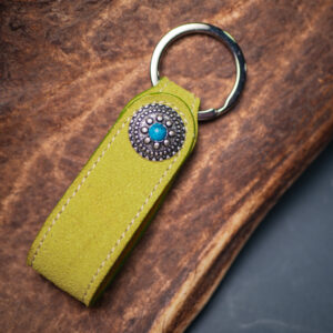 Portachiavi in Pelle Scamosciato Verde Mela